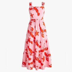 J.Crew Pink Smocked Dress with Red Nautical Details, size 2🌿